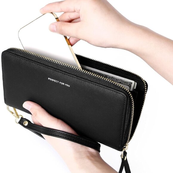 Wristlet Wallets for Women PU Leather RFID Blocking Zip Around Long Phone Clutch - Picture 6 of 6